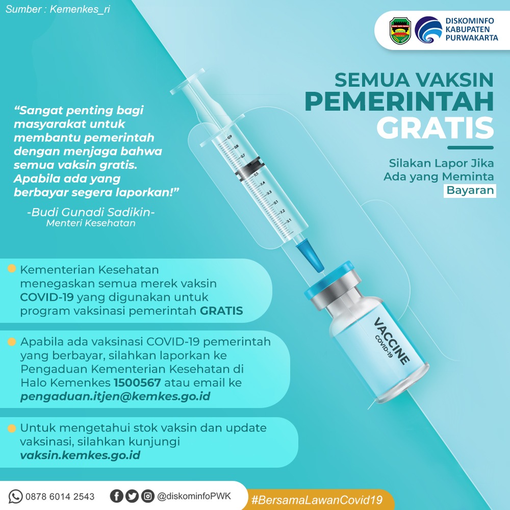 Semua Vaksin Pemerintah Gratis