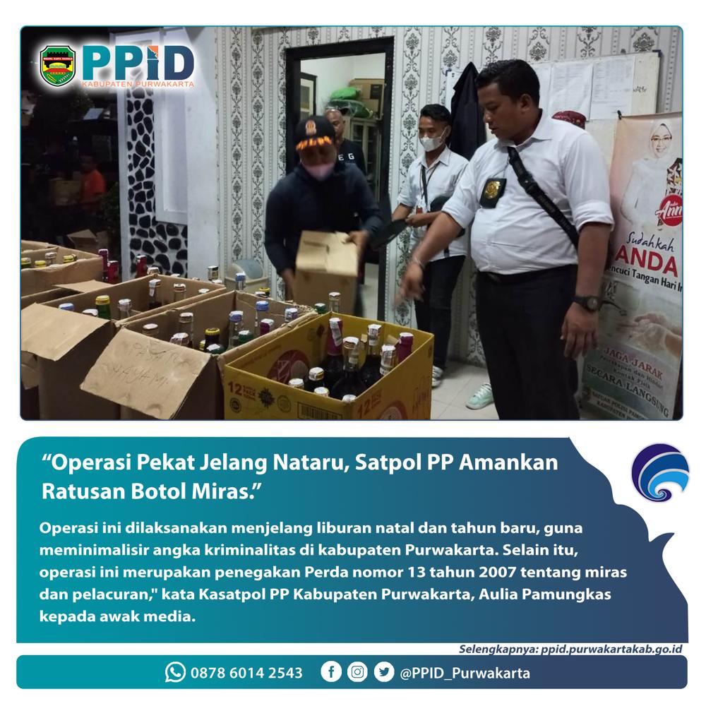 Operasi pekat Jelang Nataru,Satpol PP Amankan Ratusan Botol Miras