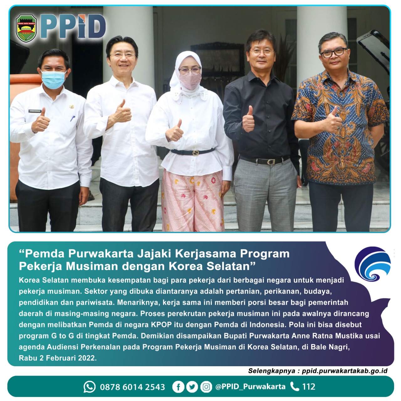 Pemda Purwakarta Jajaki Kerjasam Program Pekerja Musiman dengan Korea selatan